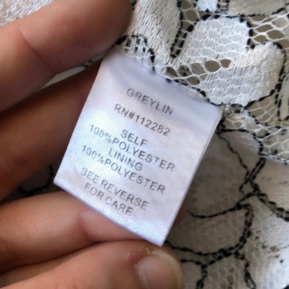 LIKE NEW Greylin White Floral Lace Sheer Blouse - Picture 7 of 8